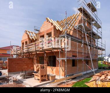 Neu erbautes Haus im Bau Stockfoto