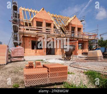 Neu erbautes Haus im Bau Stockfoto