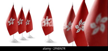 Set von Hong Kong Nationalflaggen auf weißem Hintergrund Stockfoto