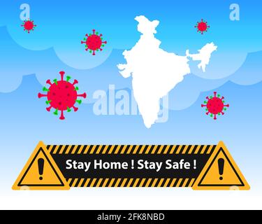 Lockdown in Indien gegen das Covid-19-Coronavirus. Bleiben Sie zu Hause Bleiben Sie sicher von 2019-NCoV. Schützen Sie sich selbst, die Gesellschaft und die Nation. Indien gegen den Roman Coronavi Stock Vektor