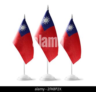 Kleine Nationalflaggen der Taiwans auf weißem Hintergrund Stockfoto