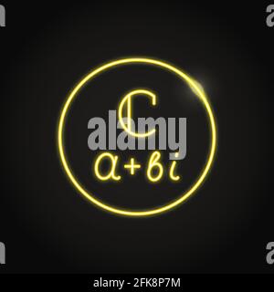 Neon komplexe Zahl Formel Symbol in Linie Stil. Symbol für mathematische Ausdrücke. Vektorgrafik. Stock Vektor