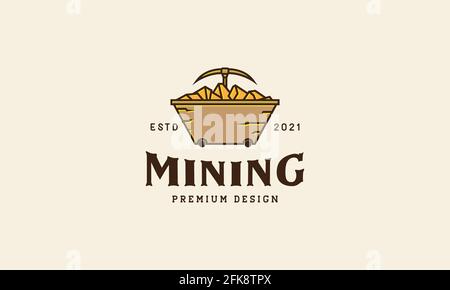 Vintage Minecart Logo Symbol Symbol Vektor Grafik Design Illustration Stock Vektor