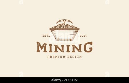 Vintage Minecart Logo Symbol Symbol Vektor Grafik Design Illustration Stock Vektor