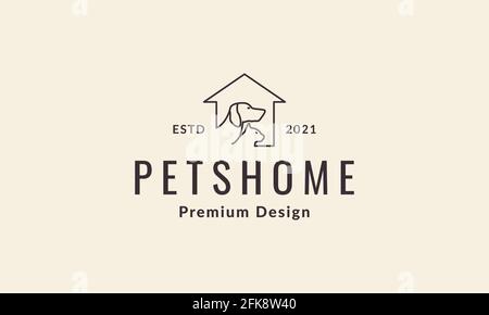 haustiere Hund Katze mit Home Lines Logo Symbol Symbol Vektor Grafik-Design-Illustration Stock Vektor