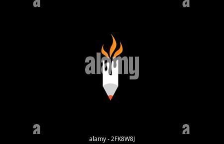 Abstrakter Bleistift mit Feuer Logo Symbol Symbol Vektor Grafik-Design Abbildung Stock Vektor