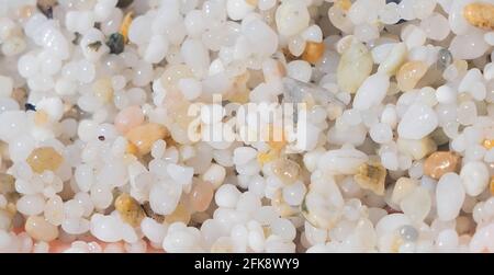 Details des Quarzsands des Strandes von is arutas, Cabras, Sardinien Stockfoto