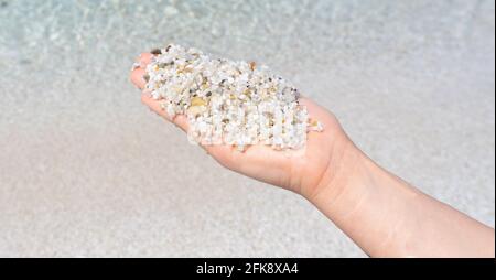 Details des Quarzsands des Strandes von is arutas, Cabras, Sardinien Stockfoto