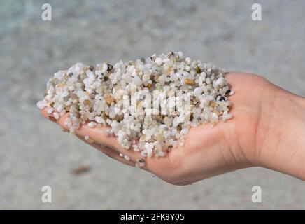 Details des Quarzsands des Strandes von is arutas, Cabras, Sardinien Stockfoto