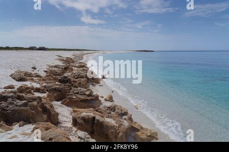 Details des Quarzsands des Strandes von is arutas, Cabras, Sardinien Stockfoto