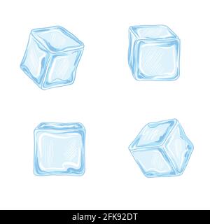Eiswürfel. Vektorgrafik auf weißem Hintergrund eingestellt. Stock Vektor
