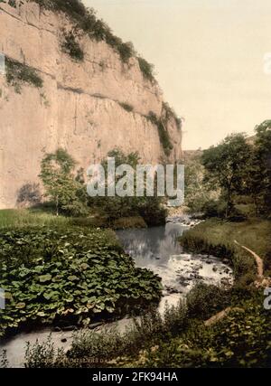 Chee Dale und der Fluss Wye in der Nähe von Buxton, Derbyshire, um 1890-1900 Stockfoto