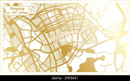 Anyang Südkorea Stadtplan im Retro-Stil in goldenen Farben. Übersichtskarte. Vektorgrafik. Stock Vektor