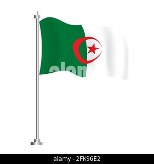 Algerische Flagge. Isolierte Wellenflagge des Landes Algerien. Vektorgrafik. Unabhängigkeitstag. Stock Vektor