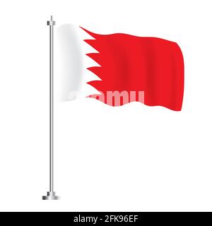 Flagge Bahrain. Isolierte Wellenflagge des Landes Bahrain. Vektorgrafik. Unabhängigkeitstag. Stock Vektor