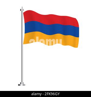 Armenische Flagge. Isolierte Wellenflagge des armenischen Landes. Vektorgrafik. Unabhängigkeitstag. Stock Vektor