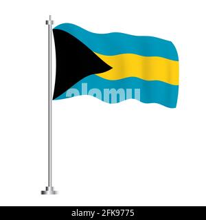 Bahamian Flagge. Isolierte Wellenfahne des Bahamas-Landes. Vektorgrafik. Unabhängigkeitstag. Stock Vektor