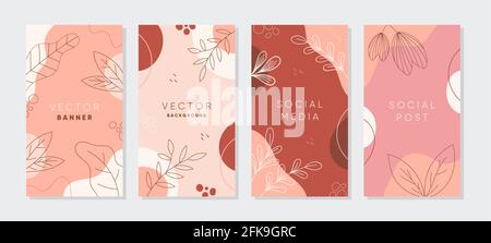 Set von abstrakten Hintergründen in kreativem Trendstil mit Platz für Text. Editierbare Vorlagen für Social Media Post, Banner, Werbung. Stock Vektor