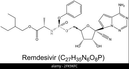 Remdesivir antivirale Medikamente Molekül chemische Formel Stockfoto