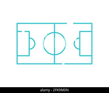 Symbol für dünne Linien auf dem Fußballfeld. Fußballspielplatz-Symbol, Umriss-Piktogramm auf weißem Hintergrund. Sportschild für mobiles Konzept und Webdesign. Stock Vektor