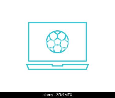 Online-Computerfußball-Symbol. Umriss Online-Computer Fußball Vektor-Symbol für Web-Design isoliert auf weißem Hintergrund. Stock Vektor