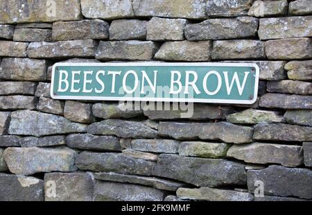 Beeston Brow-Schild in der Cheshire-Stadt Bollington Stockfoto