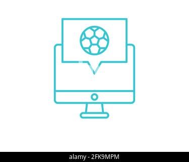 Online-Computerfußball-Symbol. Umriss Online-Computer Fußball Vektor-Symbol für Web-Design isoliert auf weißem Hintergrund. Stock Vektor