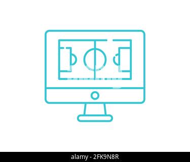 Online-Computerfußball-Symbol. Umriss Online-Computer Fußball Vektor-Symbol für Web-Design isoliert auf weißem Hintergrund. Stock Vektor