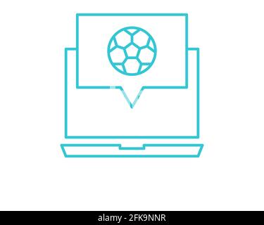 Online-Computerfußball-Symbol. Umriss Online-Computer Fußball Vektor-Symbol für Web-Design isoliert auf weißem Hintergrund. Stock Vektor