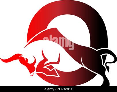 Mix Buchstaben Logo Symbol mit Stier Design Symbol Vorlage Vektor Stock Vektor