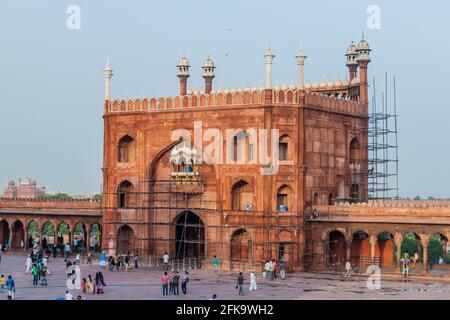 DELHI, INDIEN - 22. OKTOBER 2016: Tor der Jama Masjid Moschee im Zentrum von Delhi, Indien. Stockfoto