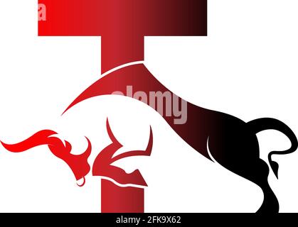 Mix Buchstaben Logo Symbol mit Stier Design Symbol Vorlage Vektor Stock Vektor