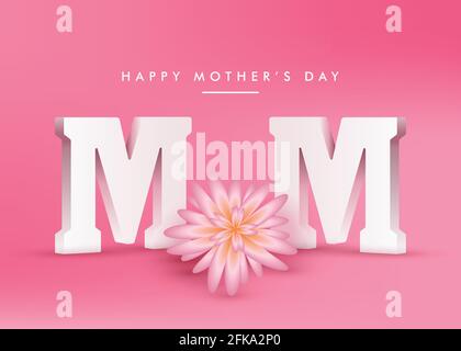 Happy Mother's Day Mama Poster Banner Vektor, realistische 3D Blume Mütter Tag Grußkarte Wünsche Tapete, rosa Hintergrund-Design Stock Vektor