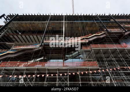 Die Südfassade des Ausbauprojekts des Washington State Convention Center wird am Donnerstag, den 29. April 2021, gebaut. Das Summit Building, A 1. Stockfoto