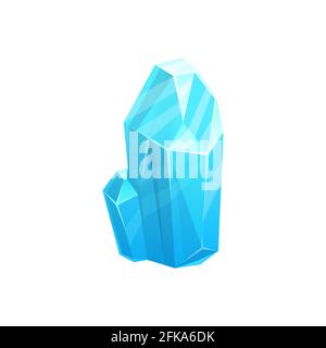 Kristalleis, Eisbergfelsen oder gefrorenes Glas und Schnee, Vektor isoliertes Symbol. Gletscher aus gefrorenem Wasser oder blauem Eiszapfen und rissem Stück Stalagmit Stock Vektor