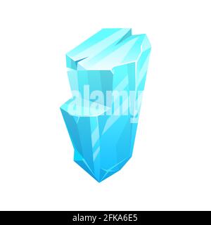 Eiskristall, Eisberg-Ikone, gefrorener Schneewürfel, Vektor-blauer kalter Frost-Glasfelsen. Isolierter Eis-Bergkristall, Wintereiszapfen oder arktischer Eis-Gletscherkuchen Stock Vektor
