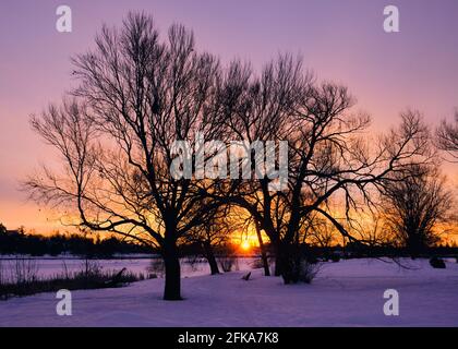 Wintersonnengang auf dem rideau-Kanal in Ottawa Stockfoto