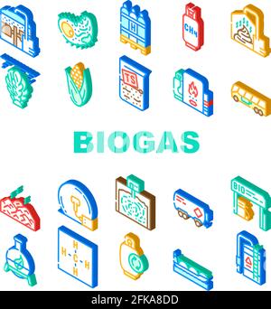 Symbole Für Die Sammlung Von Biogas-Energie – Vektor Festlegen Stock Vektor