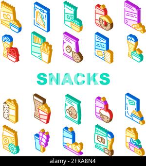 Snacks Food And Drink Collection Icons Set Vektor Stock Vektor