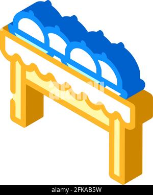 Isometrische Symbolvektordarstellung für Gerichte auf Tabellen Stock Vektor