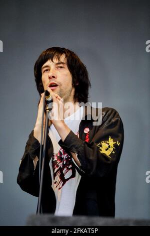 Bobby Gillespie - Primal Scream, V2002, Hylands Park, Chelmsford, Essex, Großbritannien - 18. August 2002 Stockfoto