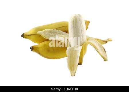 Geschälte reife Nam Wah Banana isoliert auf Weiß Stockfoto