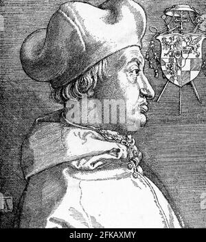 Albrecht von Brandenburg. Stich von Albrecht Durer. Stockfoto