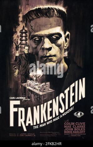 Frankenstein Filmplakat, 1931, feat. Boris Karloff Stockfoto