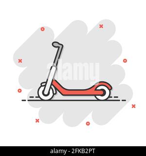 Elektroroller Symbol im Comic-Stil. Fahrrad Cartoon Vektor-Illustration auf weißem Hintergrund isoliert. Geschäftskonzept mit Splash-Effekt für den Transport. Stock Vektor