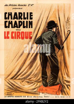 The Circus ist ein Stummfilm aus dem Jahr 1928, der von Charlie Chaplin geschrieben, produziert und Regie geführt wurde. „Le Cirque“. Französisches Filmplakat. Stockfoto