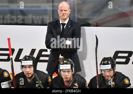 Bundestrainer Toni SOEDERHOLM (GER), Deutschland (GER) -Tschechien (CZE) 1-4, Eishockey-Nationalmannschaft, Testländerspiel am 29. April 2021 in Nürnberg. Weltweite Nutzung Stockfoto