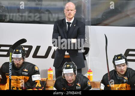 Bundestrainer Toni SOEDERHOLM (GER), Deutschland (GER) -Tschechien (CZE) 1-4, Eishockey-Nationalmannschaft, Testländerspiel am 29. April 2021 in Nürnberg. Weltweite Nutzung Stockfoto