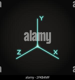 Symbol für das Neon-Koordinatensystem im Linienstil. Symbol für mathematische Grafik. Vektorgrafik. Stock Vektor