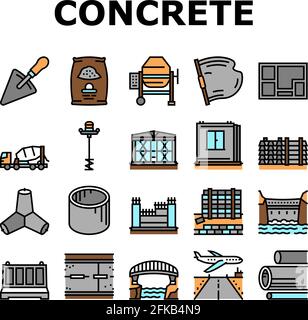 Beton Produktion Sammlung Icons Set Vektor Stock Vektor